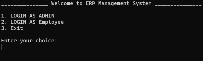 ERP Terminal Login Interface Screen