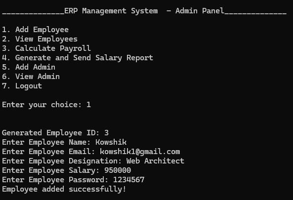 ERP Add Employee Verification Terminal
