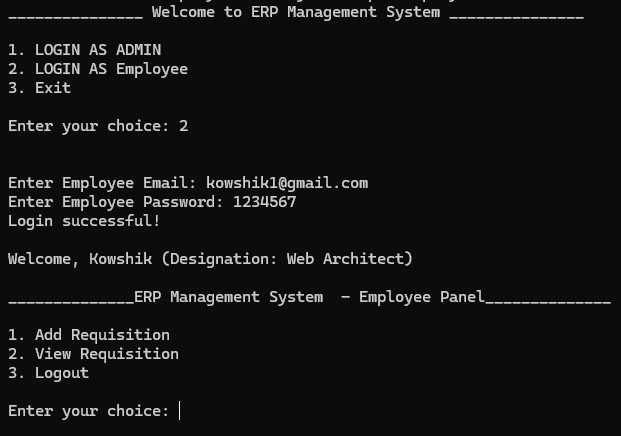 ERP Active Employee Session Terminal View