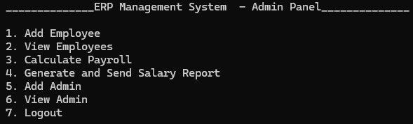 ERP System - Full Admin Interface List